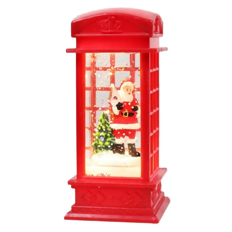 

Design Retro London Telephone Booth Phone Booth Christmas Tree Santa Snowman Red Arrangement Luminous Ornaments Night Lamp