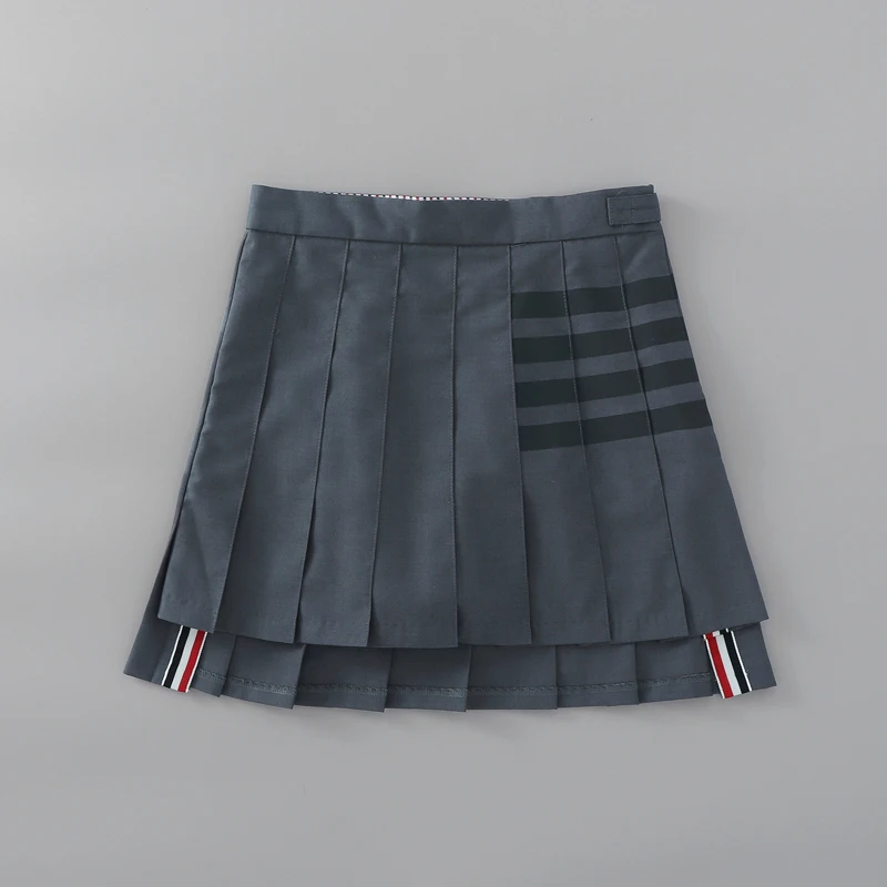 

Suit material college style high waist A-line skirt short front and long back Wang Xinling same style TB pleated skirt