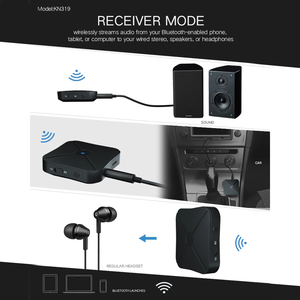 Приемник и передатчик Bluetooth 4 2 KN319 беспроводной стерео-адаптер Rca 3 5 мм Aux-разъем