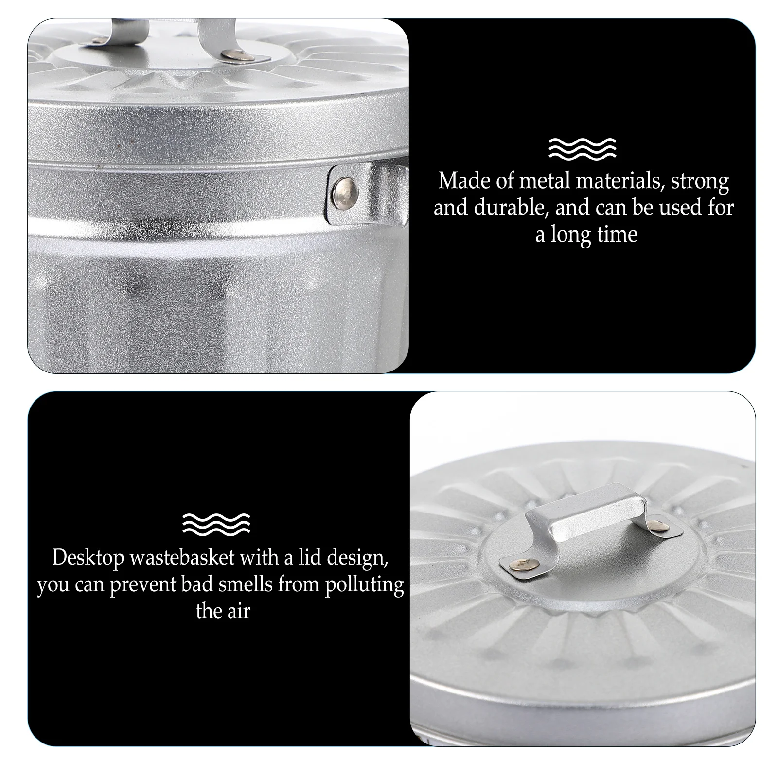 

Trash Can Bin Waste Garbage Desktop Container Lid Outdoors Poop Dog Countertop Mini Galvanized Iron Containers Desk Little Tiny