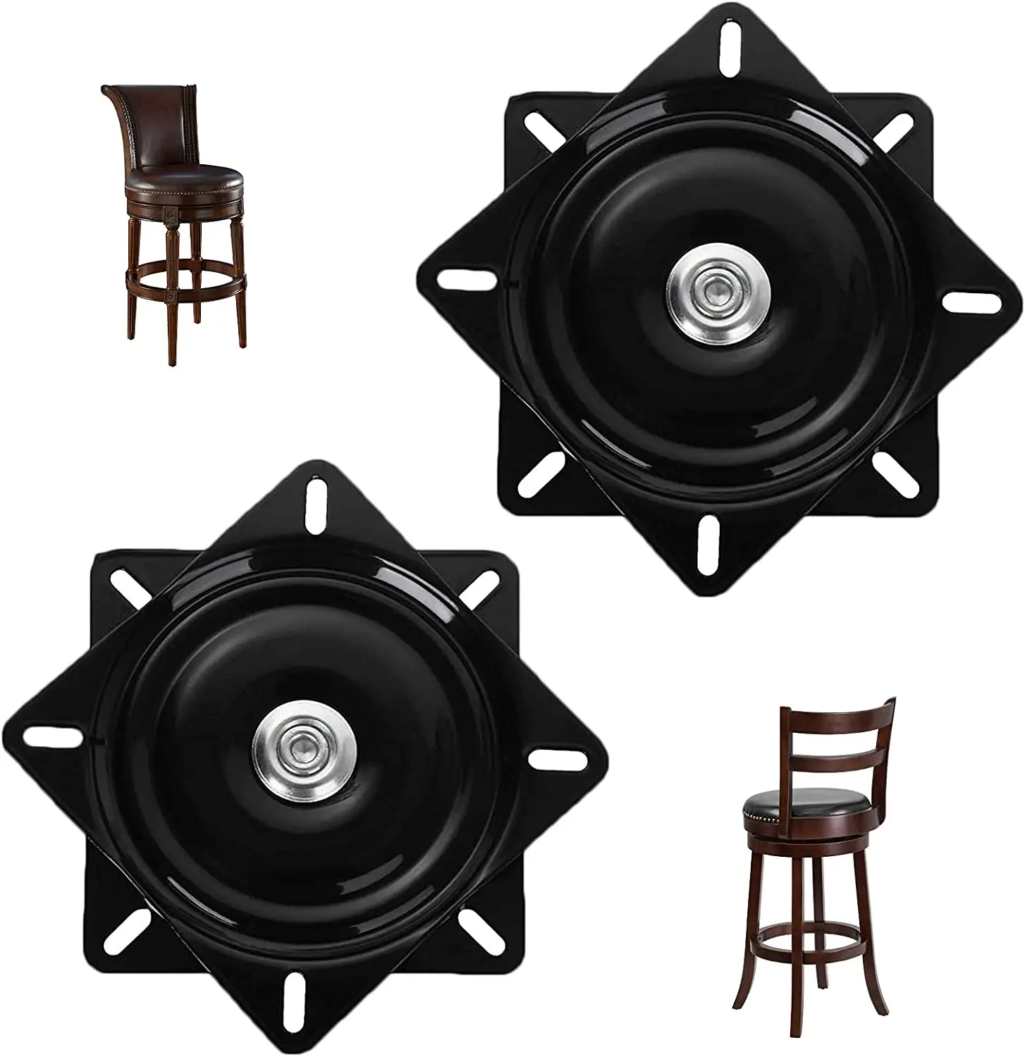 

2 Pack 7 Inch Heavy Duty Bar Stool Swivel Replacement for Recliner Chair, Square Swivel Mechanism for Furniture, Seat Swivel Bas