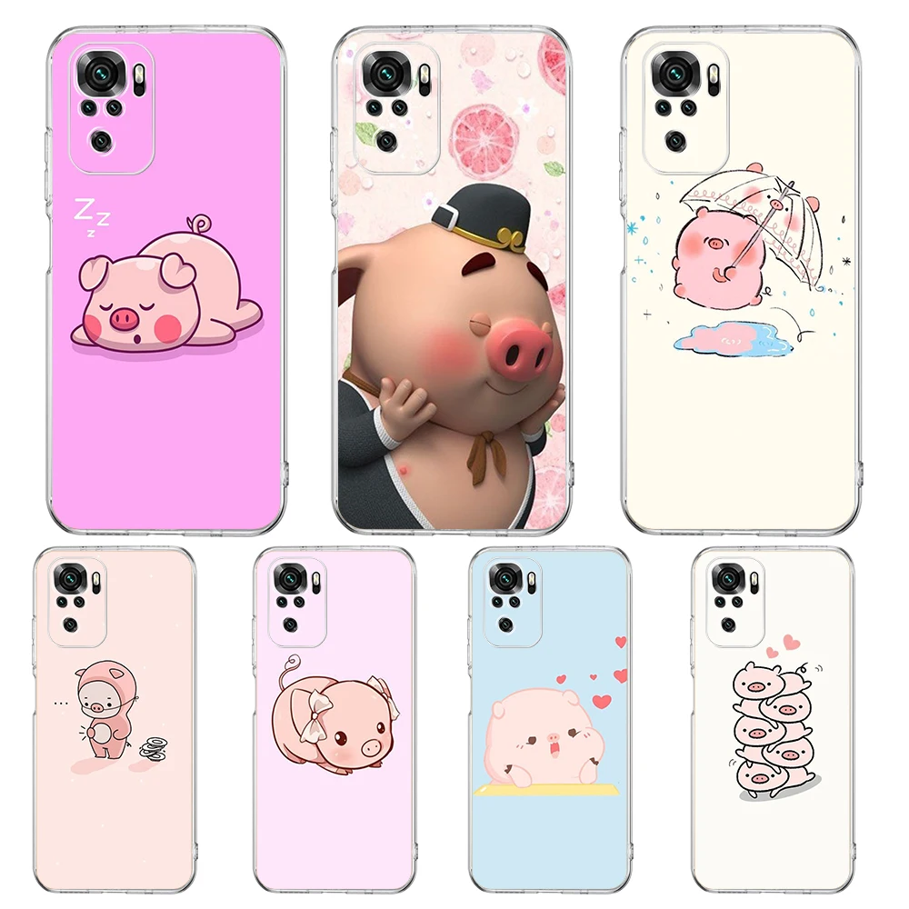 

Cute Pink Pig Cartoon Transparent Phone Case For Redmi 10c K40 8A 9A 9C 7 8 8T 9 9S 10 Pro Gaming Note 11 11T 10 Plus Shell Bag