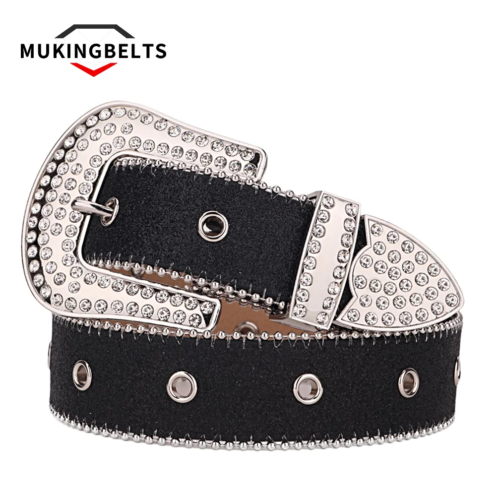 Fashion Luxury Strap Diamond Belts Western Crystal Studded Cowgirl Cowboy Belt For Women Cinturón Hombre Cintos Masculino