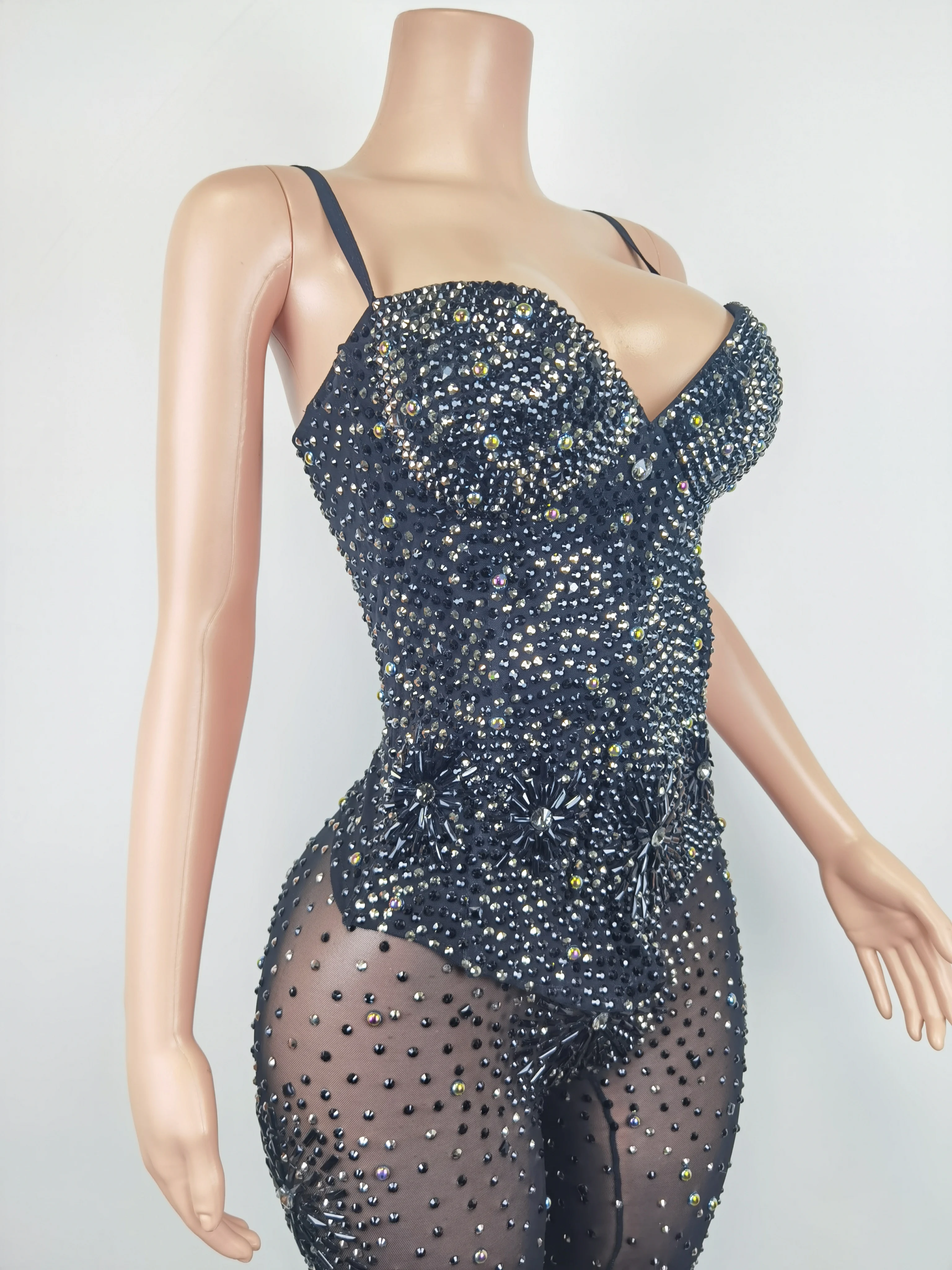 Сексуальный черный женский комбинезон для ночного клуба сценический костюм с