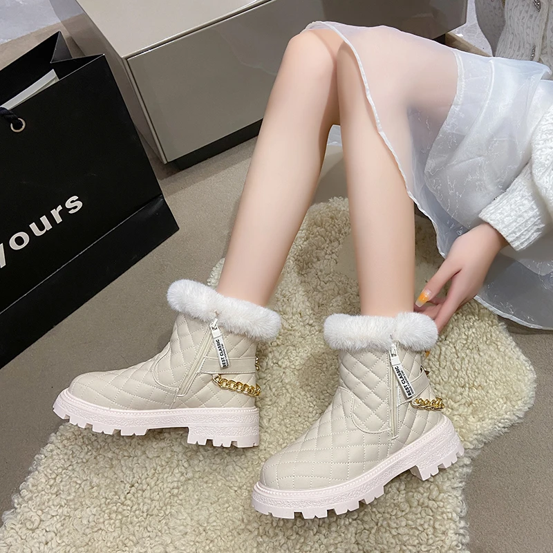 Women's Snow Boots Winter New Cashmere Warm Women's Ankle Boots with Platform Boots 2023 Women's Fashion Casual Cotton Shoes