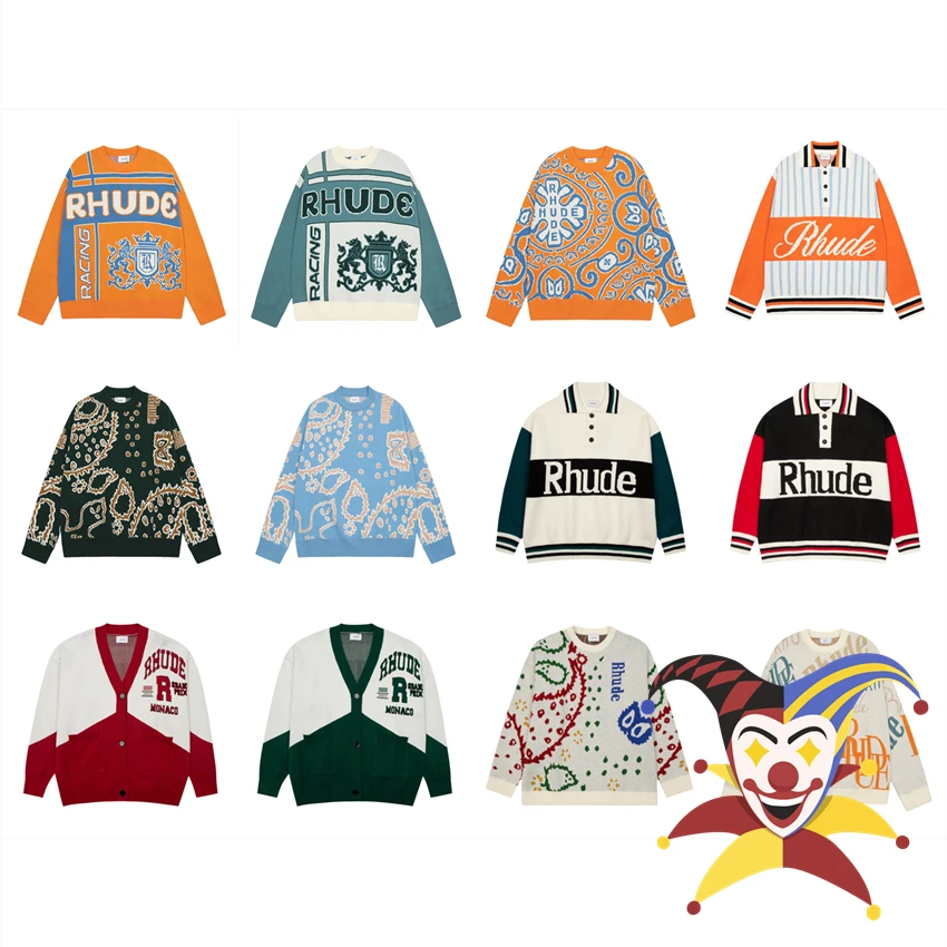 

2023fw ревеня жаккардовый вязаный свитер для мужчин и женщин свитшот с круглым вырезом