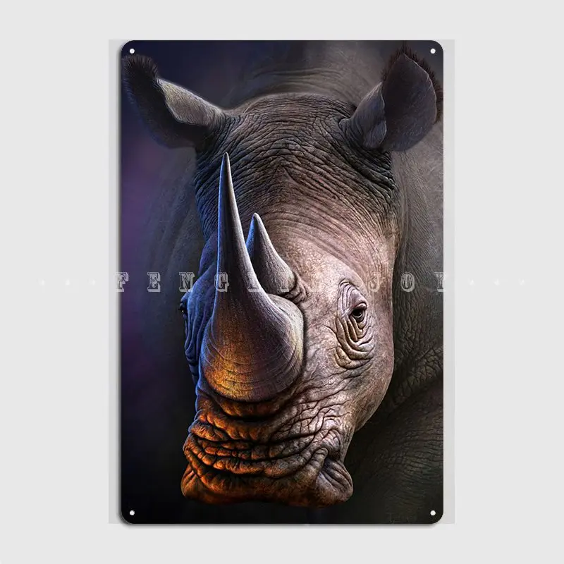 

White Rhino Poster Metal Plaque Wall Pub Pub Garage Create Plaques Tin Sign Posters