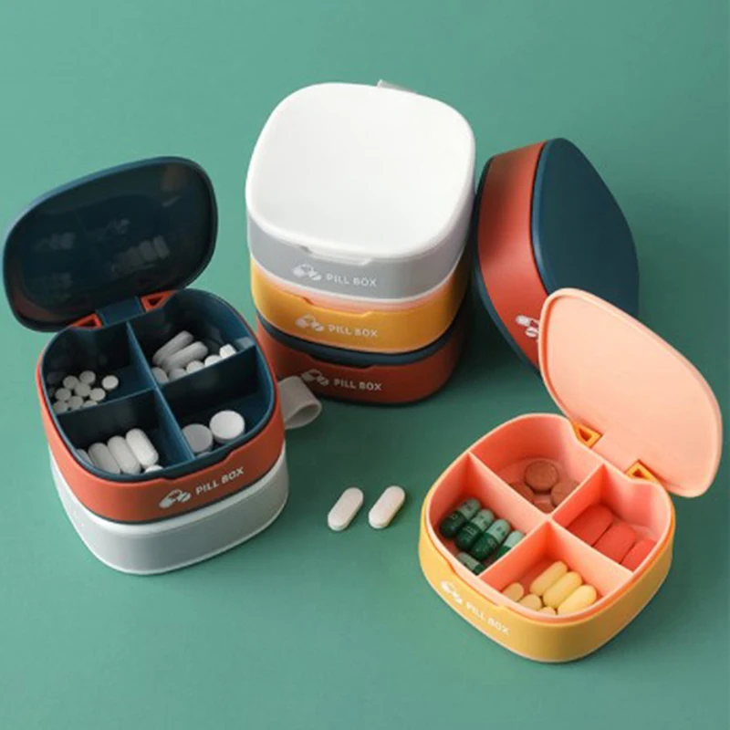 

Portable Silicone Mini Dispensing Compartment Storage Box Medicine Pill Box Dispenser Medical Organizer Tablet Box