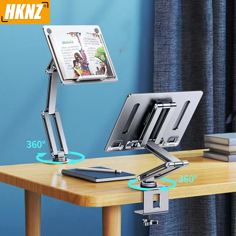 

HKNZ 360° Rotatable Laptop Stand Clamp Tablet Hightening Support Holder Book Bracket Height Adjustable Desktop Bed Lazy Stands