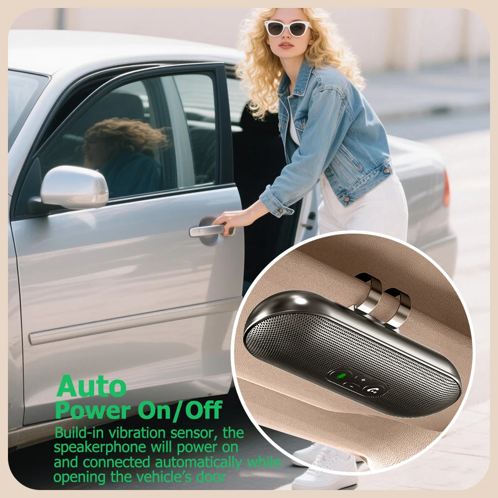 Автомобильный комплект Bluetooth 5,4, громкая связь, 6 Вт, громкая связь, солнцезащитный козырек, динамик, Mp3-плеер, беспроводной музыкальный приемник с голосовым помощником (art.: 3920cdcc2d8f3) - 3920cdcc2d8f3