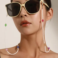 simple fashion white rice beads glasses chain womens jewelry new color acrylic beads accessories