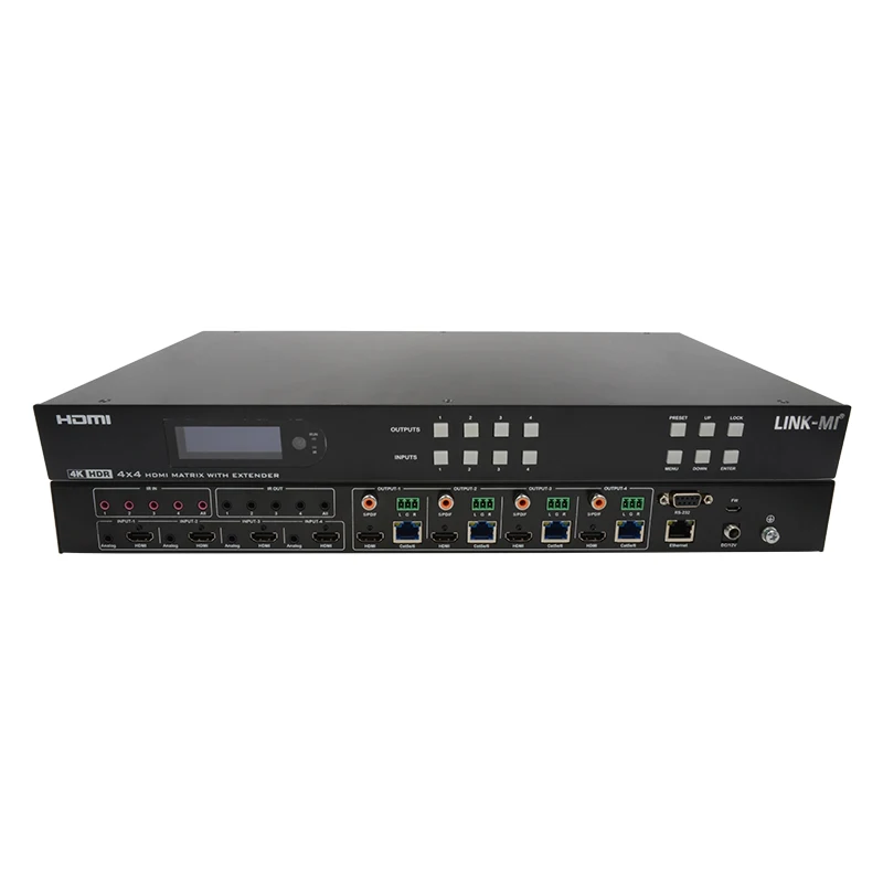 Фото Матричный удлинитель HDMI 70 м 4x4 с 4 петлями HDMI через Ethernet-кабель Ca6, поддержка 4K60 Гц, 18 Гбит/с, HDR, IR, SPDIF, EDID №4