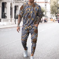 2022 summer mens 2 piece sets oversized t shirts joogers outfits fashion men trousers tracksuit 3d printed trend male clothing