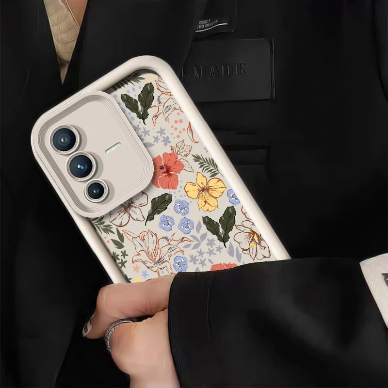Чехол с цветами растениями и листьями для Vivo V25 V25E V27 V27E V29 V29E V30 V30E V30SE V40 V40SE Pro Lite