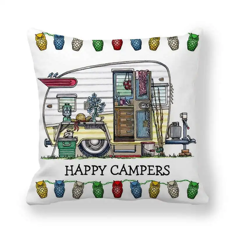 Чехол для подушки автомобиля Campers Happy Owl наволочка домашняя декоративная чехол
