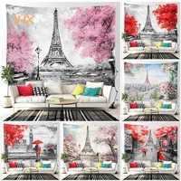 eiffel tower pink tapestry wall hanging kawaii room decor oil painting art wall tapestri girls bedroom home aesthetic decoration