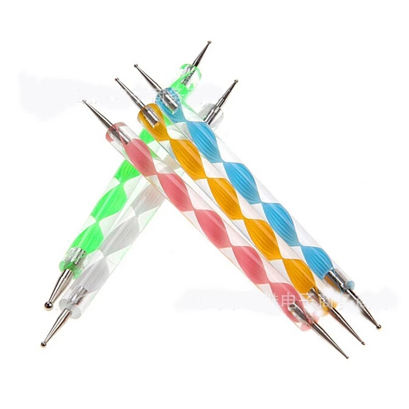 

5Pcs/Bag Pink/Blue/White Double Head Nail Art Dotting Pens Nail Point Drill Pen Nail Tool Dot Screw Rod Painting Manicure Tool