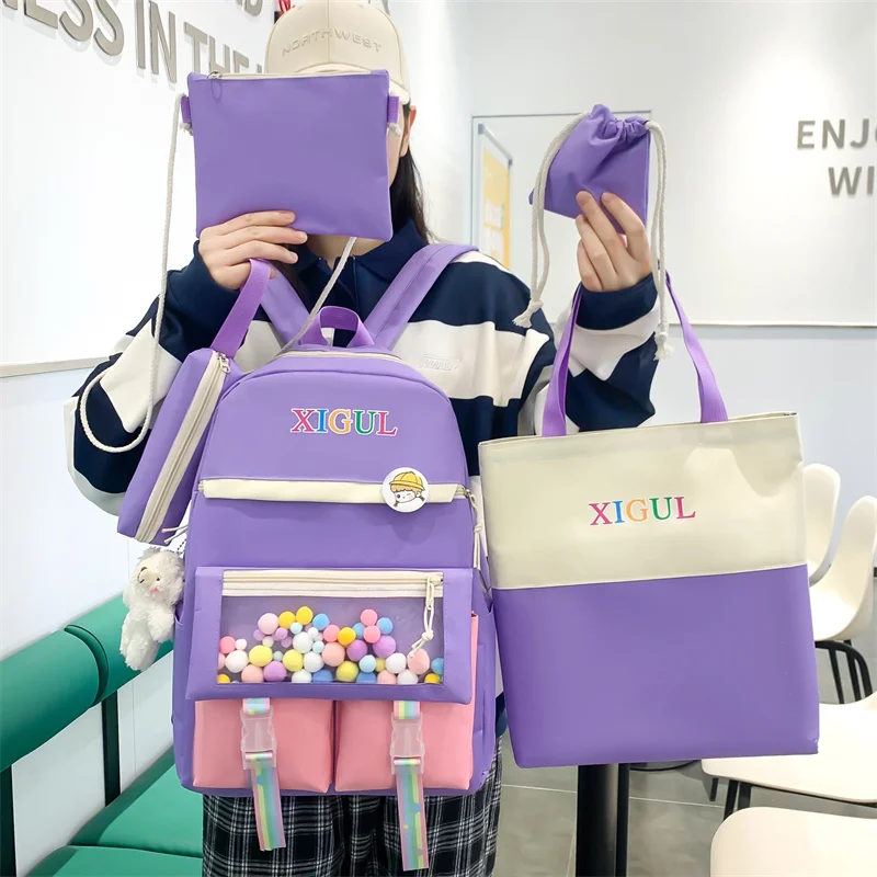 5 шт./комплект женский рюкзак для ноутбука с лентами |