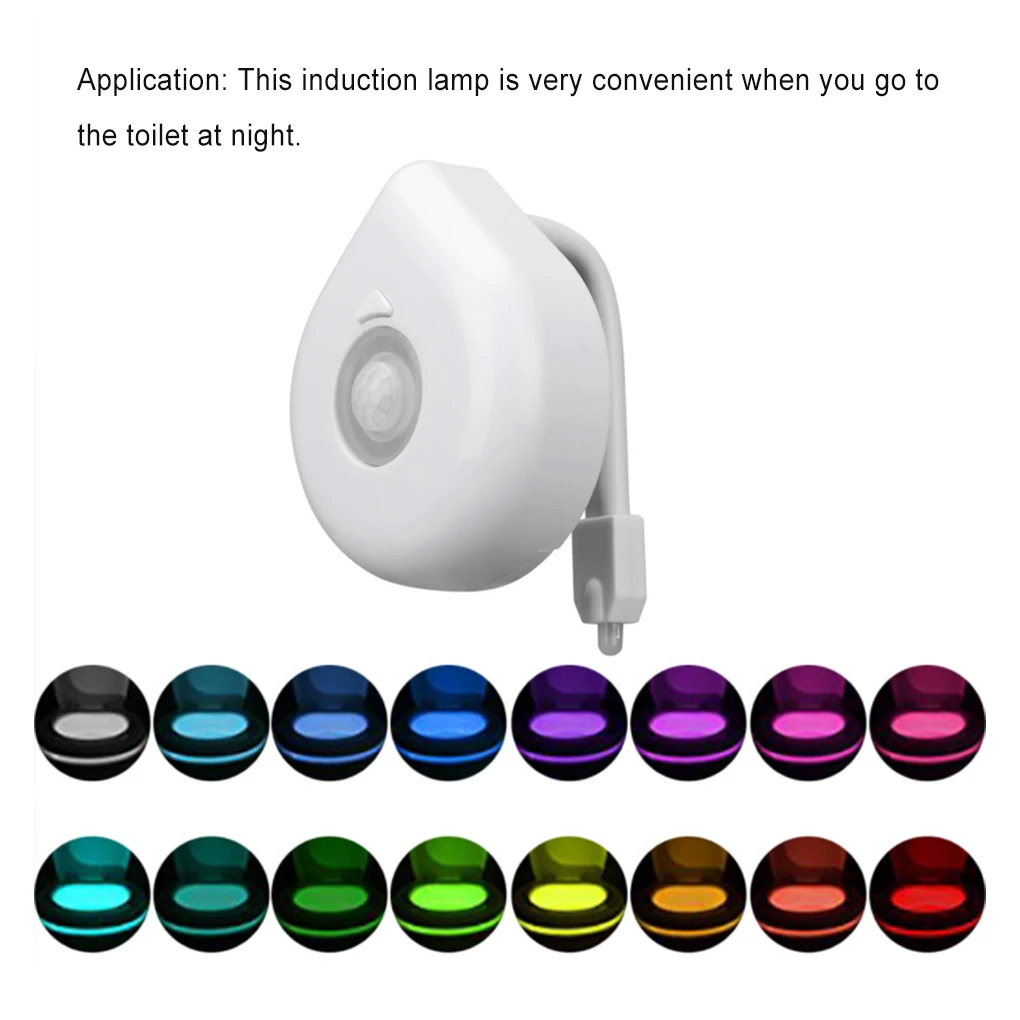 

16 Color Toilet Seat Sensor Light Smart Waterproof Automatic Lamp Small Simple Installation Toilets Lights Wide Application