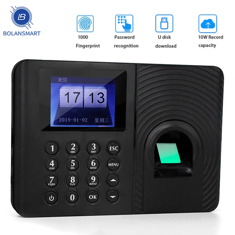 

2.4 Inch LCD Biometric Fingerprint Password Attendance Machine System Checking-in Recorder Time Clock for Employees