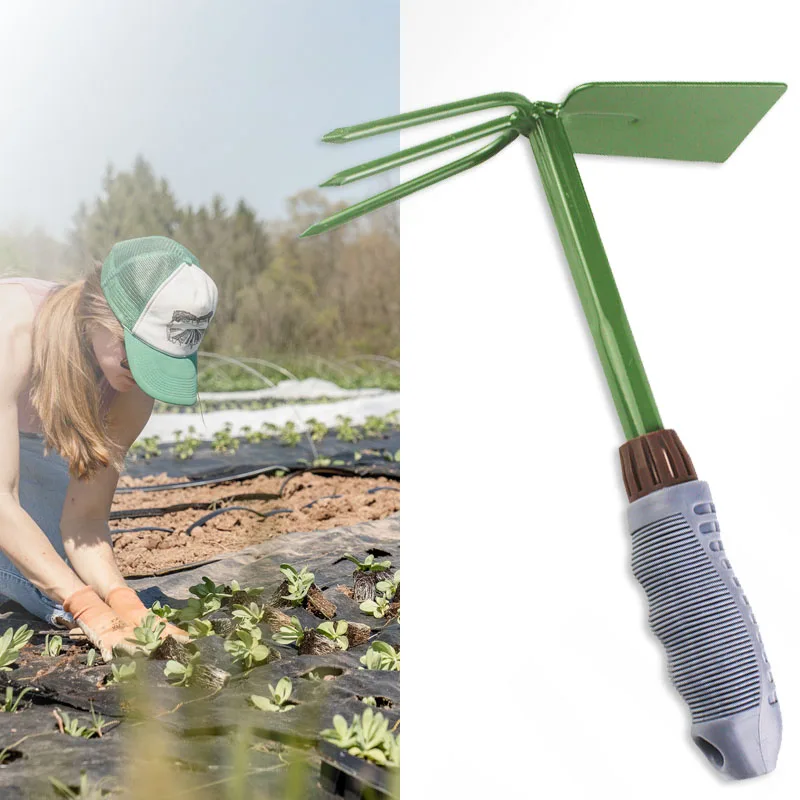 

Gardening Steel Hoe Rake Handle Tool Strong Small Comfort Loosening Anti-rust 2 With In Hoeing Weeding Head Soil Hand 1 Double