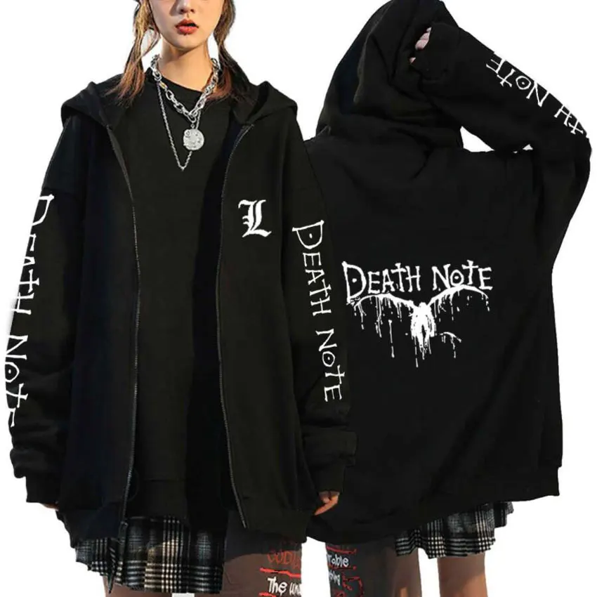 Anime Death Note Hoodies Men Kawaii Cartoon Misa Amane Graphic Streetwear Harajuku Roupas Masculinas Zip Up Sweatshirts