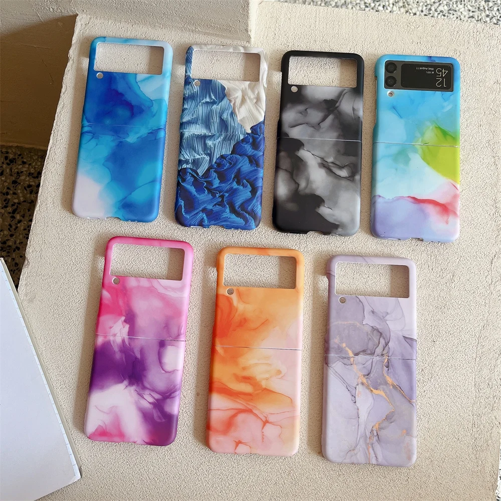 

USLION Watercolor Painting Phone Case For Samsung Galaxy Z Flip 3 Flip4 Flip3 5G Slim Hard PC Flip Cover For Samsung Z Flip 4