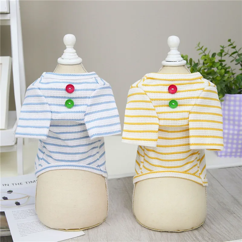 

Strips Puppy Clothes Blue Yellow Dog Hoodies Sweatshirt For Small Medium Dogs Chihuahua Yorkshire Kitten Bottoming Shirt Sweater