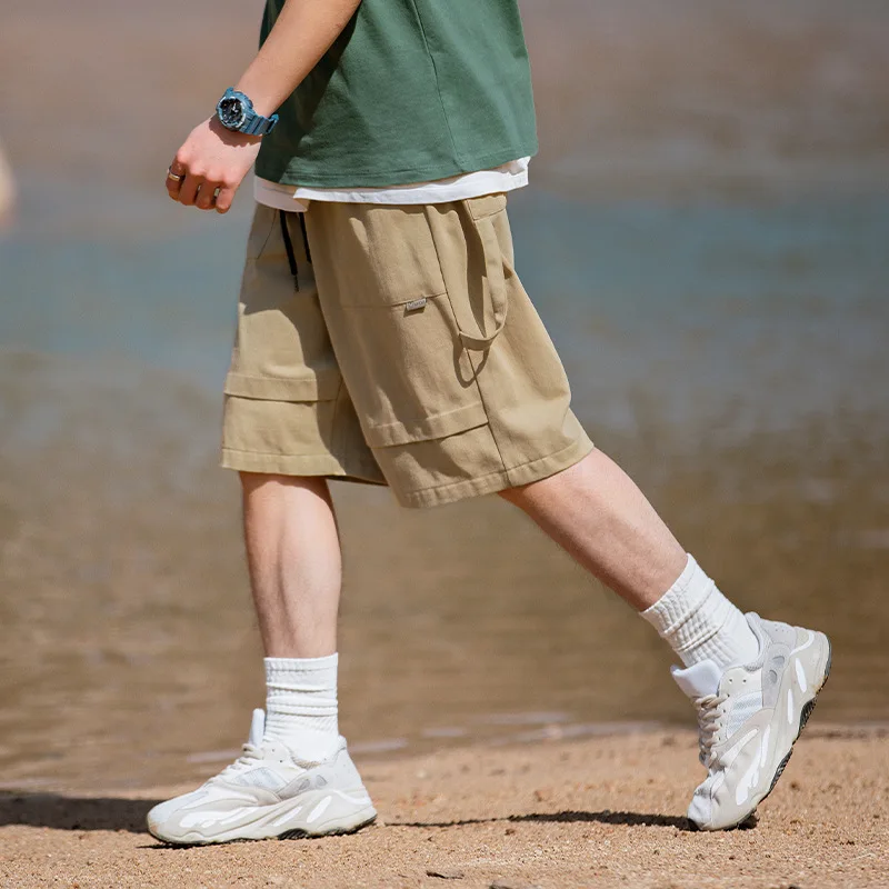 

Hanlu men's main push tooling shorts men's 2022 summer new layered streamer design five point casual pants