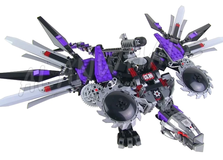 Фото Набор из 690 деталей: Механический дракон-ниндзя с вращающимися крыльями и лезвиями, планеры, машинка Nya 10224, конструктор, совместимый с кубиками №2