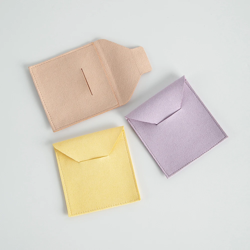 50Pcs/Lot Microfiber Envelope Jewelry Bag Wedding Jewellery Organizer Soap Candy USB Disk Gift Storage Case No Logo Plain Pouch