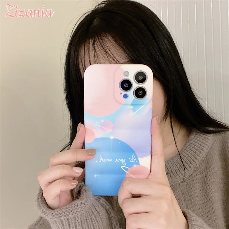 

Fashion Hit the color Painted Planet Phone Case For iPhone 13 12 11 Pro Max XS Max XR X 7 8 Plus Cute Shockproof Cover Girl Gift