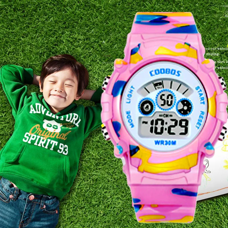 Камуфляжные светящиеся Детские часы из нержавеющей стали с защитой от падения и