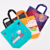 cartoon reusable foldable shopping bag women totes eco handbags portable large capacity shoulder bag non woven grocery bags