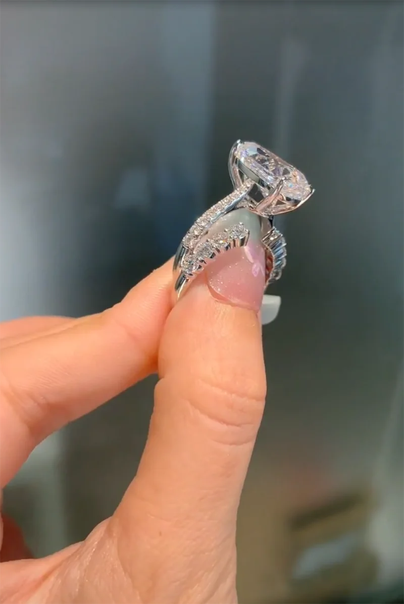 Фото IGI Lab Растущее кольцо с бриллиантом Груша форма D Цвет 1 2 3Ct Твердое белое золото 18 карат комплект Кольцо с бриллиантом свадебное заводское обручальное кольцо №1