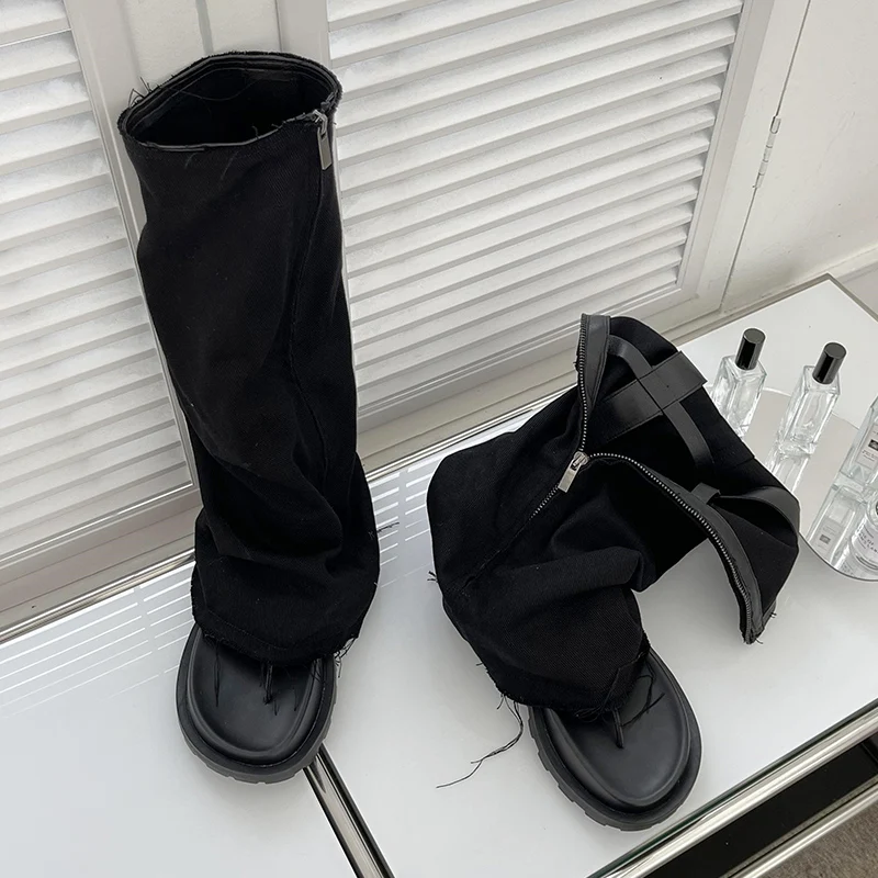 

Women Sandals Flip Flops Flats 2022 New Female Platform Shoes Zipper Mid-Calf Boots Fashion Sexy Party Gladiator Ladies Slides