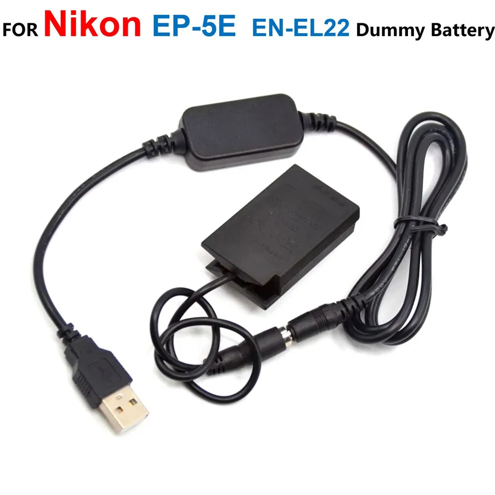 

EP-5E DC Coupler ENEL22 EN-EL22 Fake Battery+EH-5 EH-5A Power Bank 5V USB Cable Adapter For Nikon 1 J4 S2 1J4 1S2