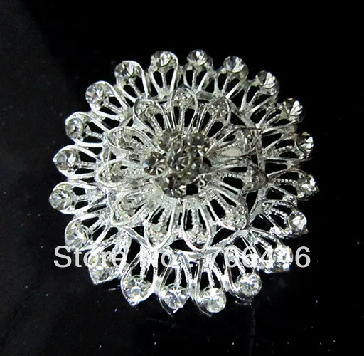 

1.6 Inch Silver Color Clear Rhinestone Crystal Small Pin Flower Party Brooch Bouquet