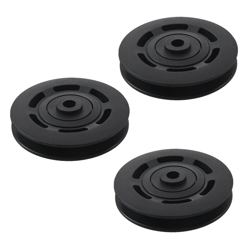 

3Pcs 95Mm Black Bearing Pulley Wheel Cable Gym Equipment Part Wearproof