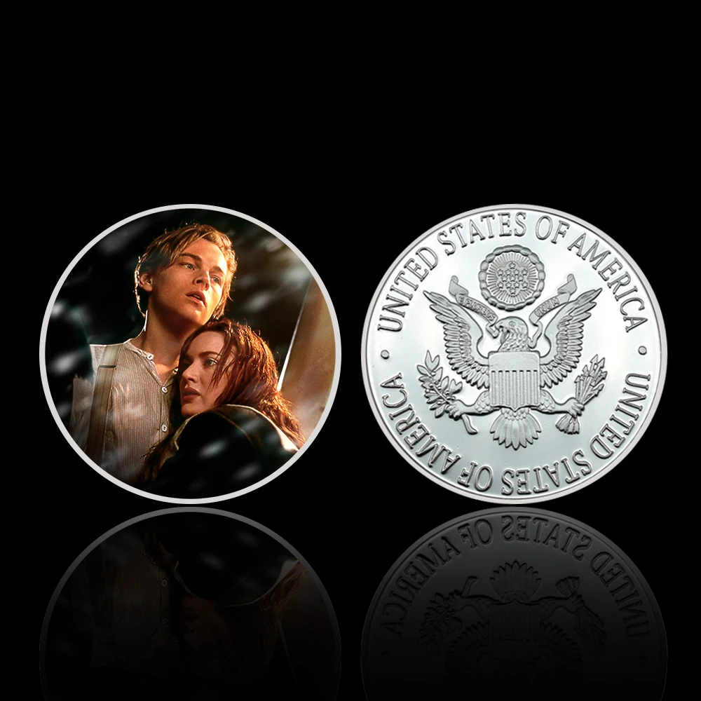 

Classic Movie Characters Jack and Rose Silver Plated Coins American Metal Coins Souvenir Coins Valentine's Day Gifts
