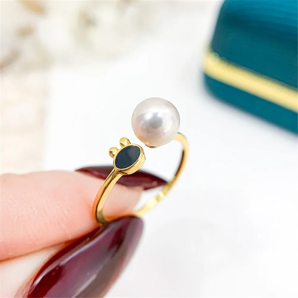

DIY pearl accessories S925 sterling silver ring empty holder concealer gold silver silver jewelry holder with 6-9mm beads