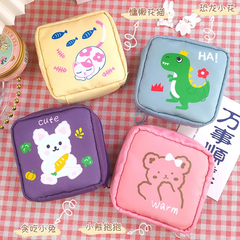 Cute cartoon sanitary napkin storage bag Student girl tampon aunt towel finishing bag portable miscellaneous bag