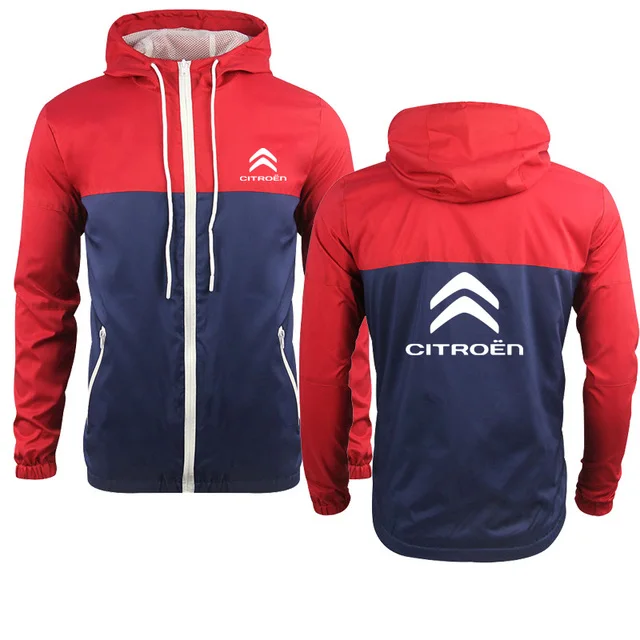 

High quality Pure cotton Fashion Men's jacket Citroen Car Logo printing Spring Autumn Color matching Hoodie Men's sweatshirt