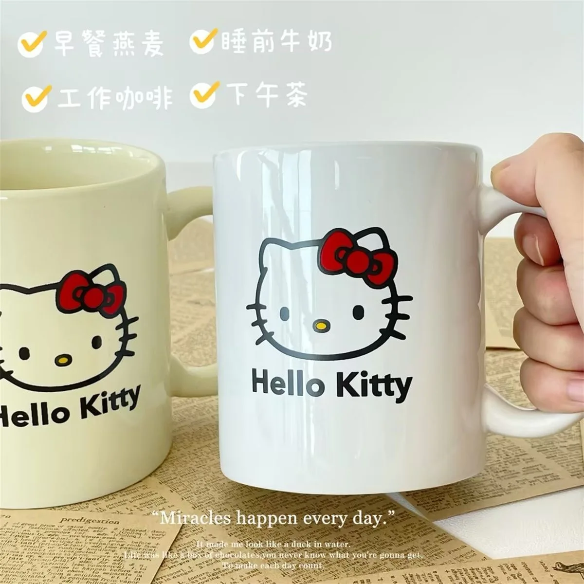 Sanrio Hello Kitty керамическая чашка Kawaii с принтом Питьевая для дома и офиса мультяшная