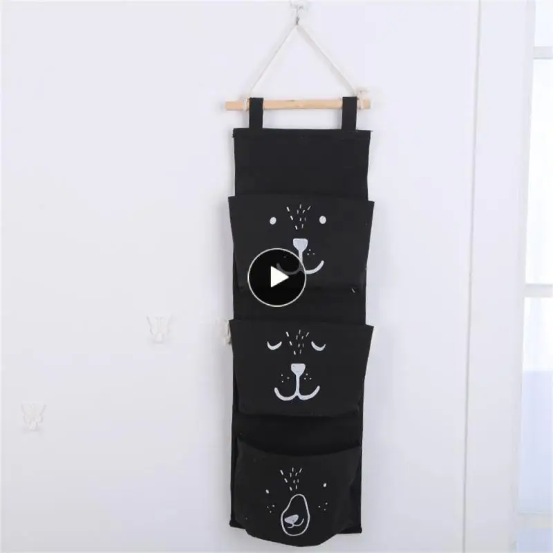 

Water Proof Fabric Coating Storage Bag Convenient Cotton Linen Household Not Easy To Go Offline Elaborate Pattern Hanging Bag