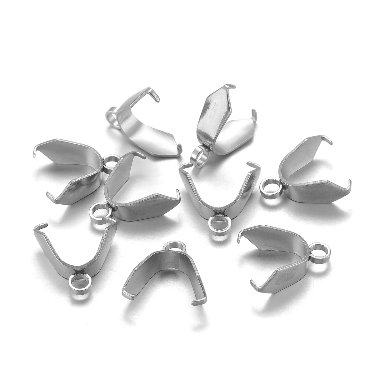 

10-20Pcs/Bag Stainless Steel Pendant Clip Melon Seeds Buckle Clasp Connectors Clip Pinch Bail Clasp Necklace DIY Jewelry Making