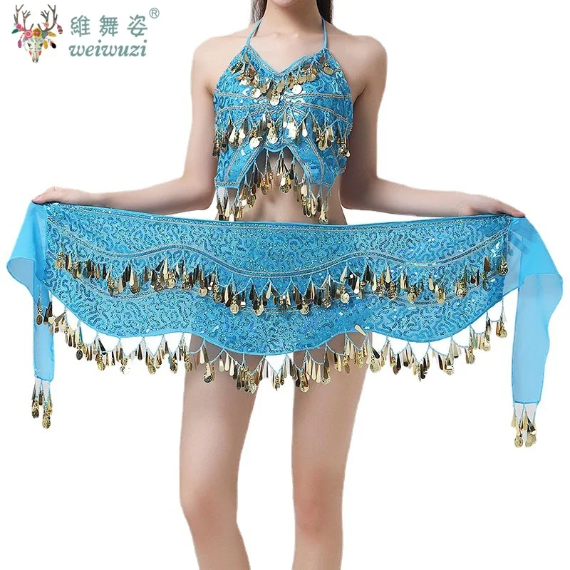 Костюм для танца живота женщин пояс с блестками кисточками сексуальный шарф