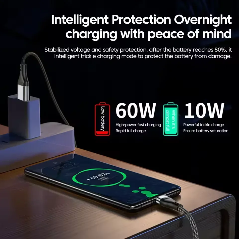 Кабель для быстрой зарядки Micro USB типа C, 100 Вт, 3 в 2, для iPhone 15 14 13 12 11 Pro Max, шнур для зарядного устройства для передачи данных для Samsung Xiaomi Huawei (art.: 3920cea23e2b1) - 3920cea23e2b1
