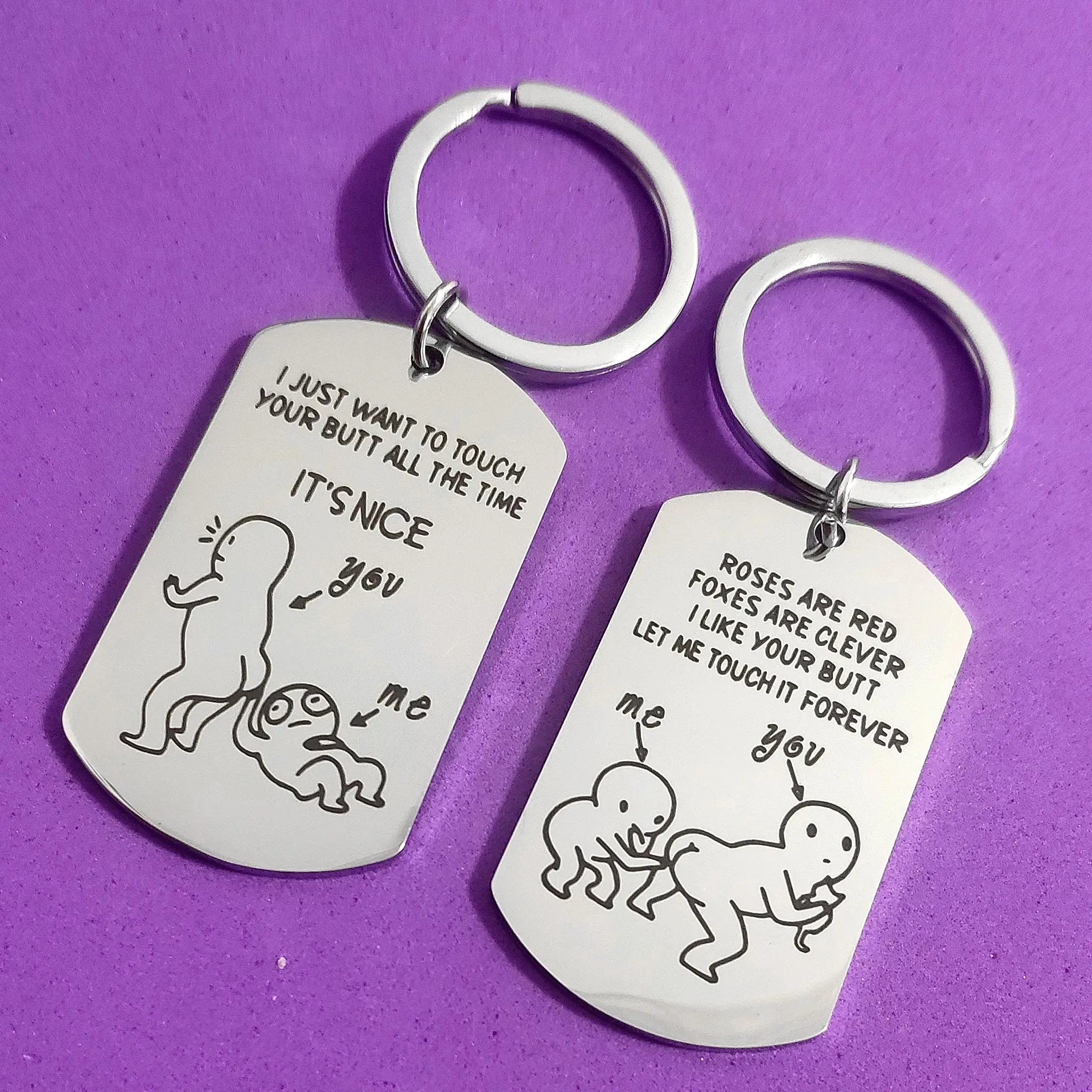 

Keychain for Car Keys Military Tag Funny Best Friend Girlfriend Boyfriend Couple Gift You and Me Keyring Creative Ornaments