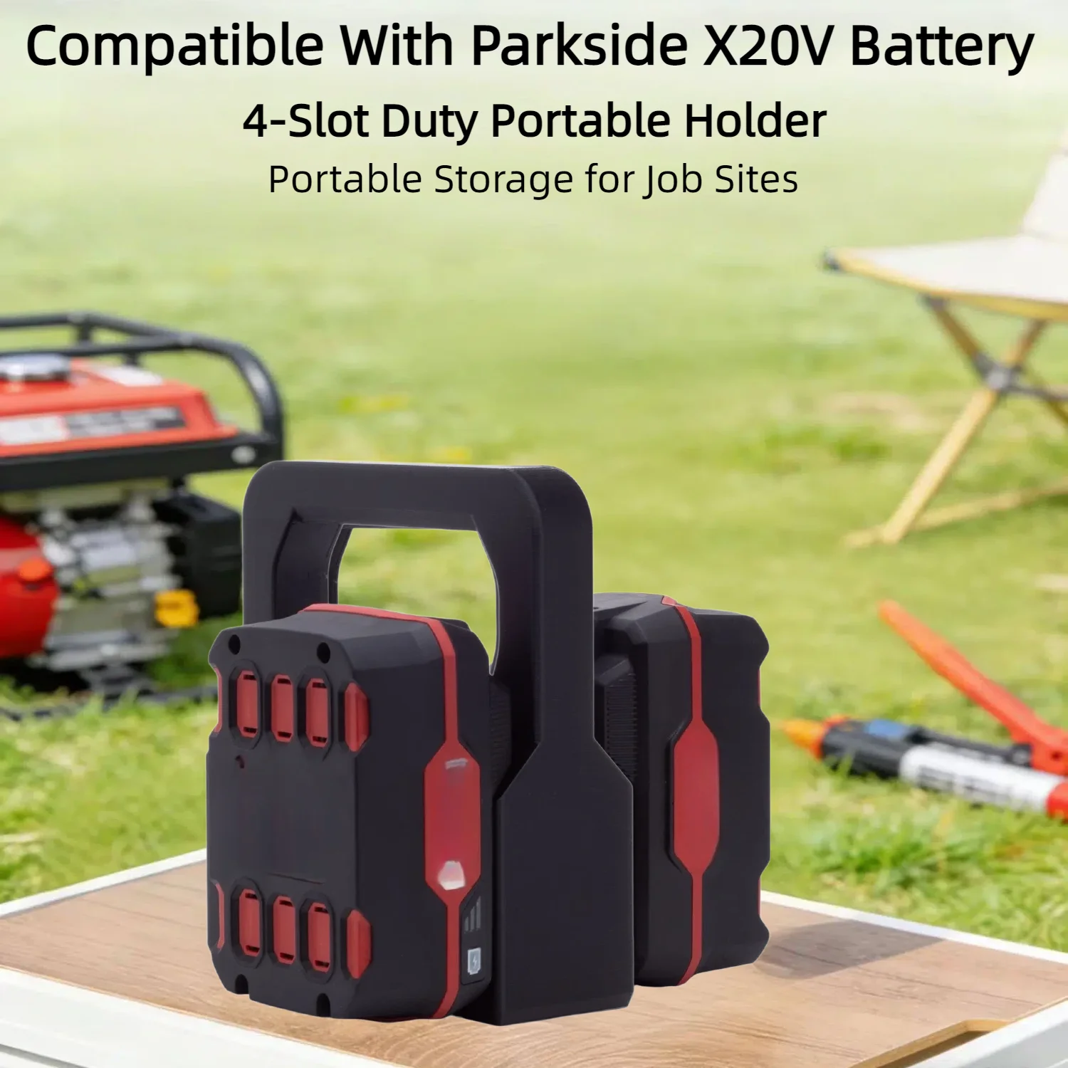 Фото Подставка-держатель на 4 слота для аккумуляторов Parkside X20V, портативный кронштейн для хранения аккумуляторов электроинструментов №1